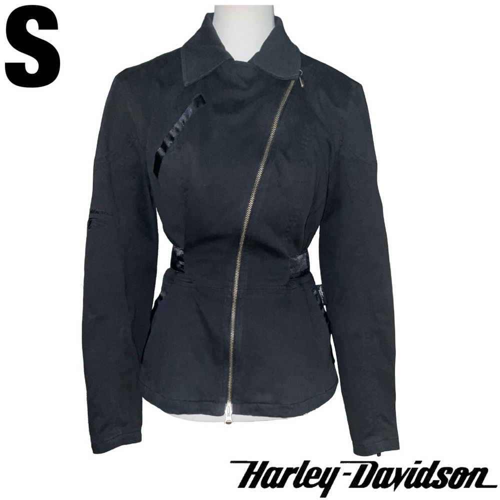 Harley-Davidson 2005 Black Women's Asymmetrical Zip Moto Jacket SMALL